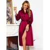 Lovasy Womens Silk Robe Satin Long Bride Robes with Pockets | Silky Kimono Bathrobe,Lightweight,Long Sleeve,Bridesmaid Bridal Robe,Sleepwear(Purplish Red)